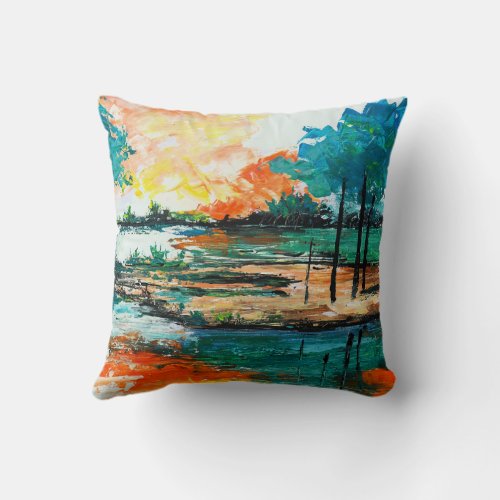 Colorful Abstract Painting Design Throw Pillow