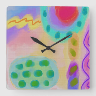 Colorful Abstract Painting Large Clock