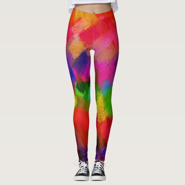 Colorful Abstract Painting Leggings (Front)