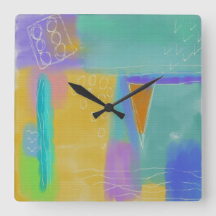 Colorful Abstract Painting Round Clock