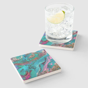 Colorful Abstract Painting Stone Coaster