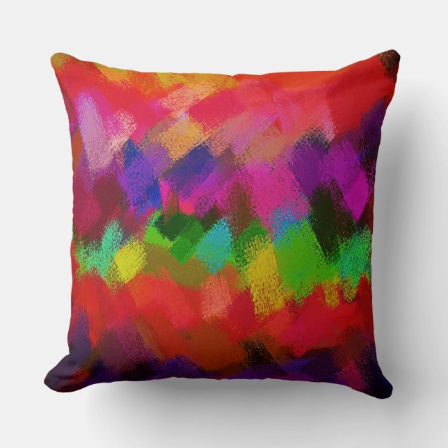 Colorful Abstract Painting Throw Pillow (Front)