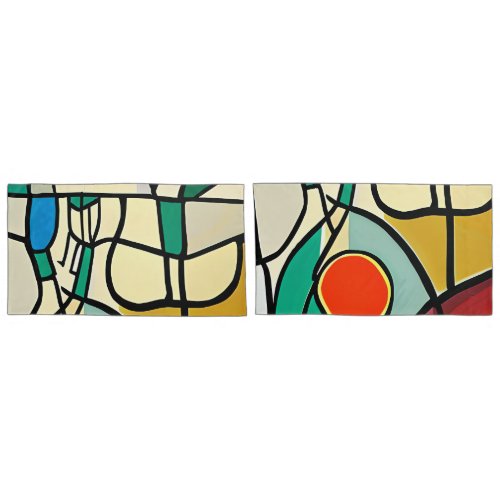 Colorful Abstract Pair of King Size Pillowcases