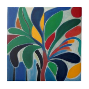 Colorful Abstract Palm Tree Ceramic Tile