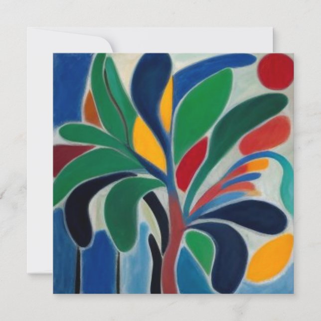 Colorful Abstract Palm Tree Invitation (Front)