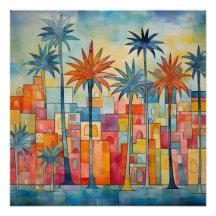 Colorful Abstract Palm Tree Poster