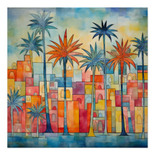 Colorful Abstract Palm Tree Poster