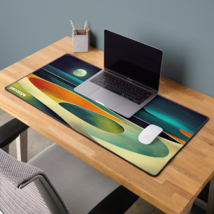 Colorful abstract panoramic landscape monogram desk mat