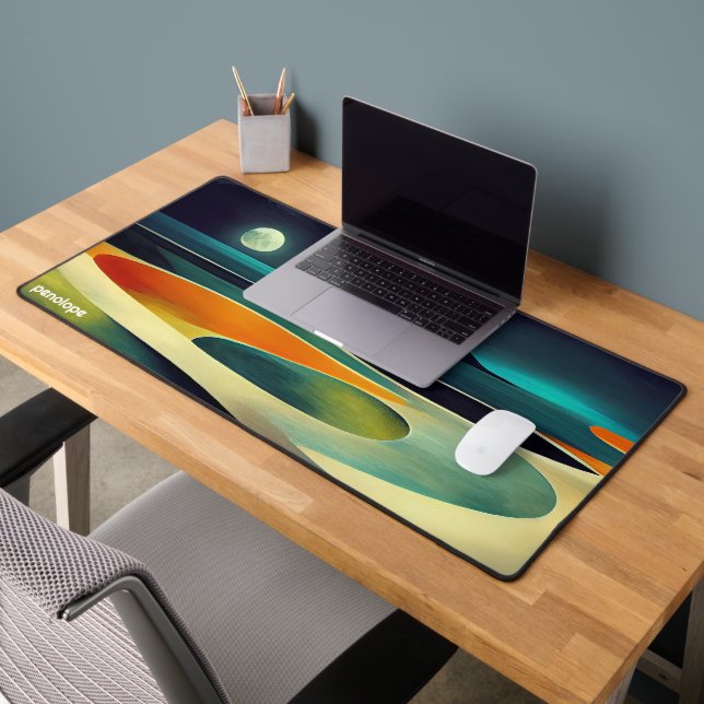 Colorful abstract panoramic landscape monogram desk mat (Office 2)