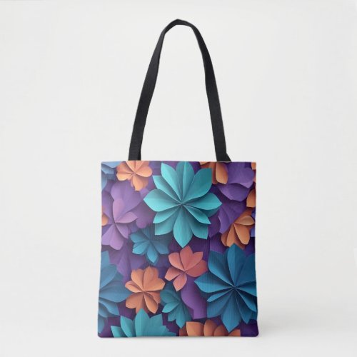 Colorful abstract paper flowers tote bag