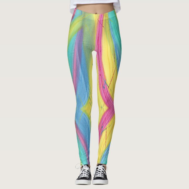 Colorful Abstract Pastel Blends Leggings (Front)