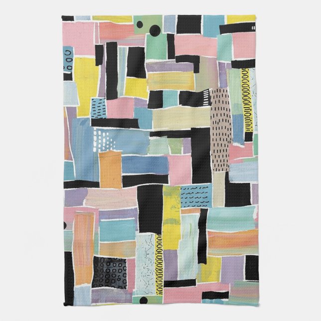 Colorful Abstract Patchwork Pattern (2) Kitchen Towel (Vertical)