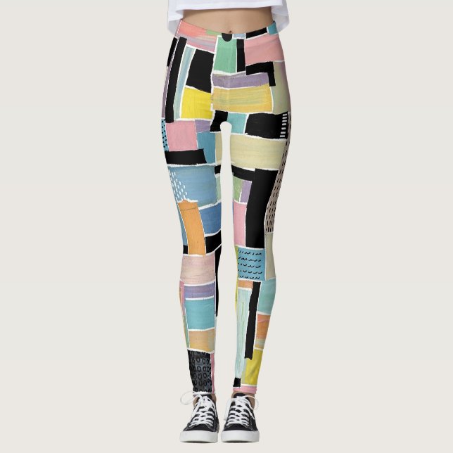 Colorful Abstract Patchwork Pattern (2) Leggings (Front)
