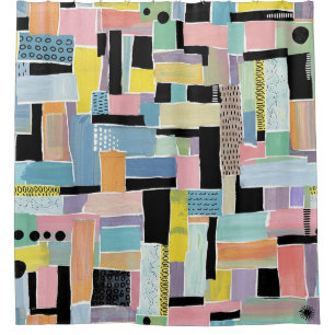 Colorful Abstract Patchwork Pattern (2) Shower Curtain
