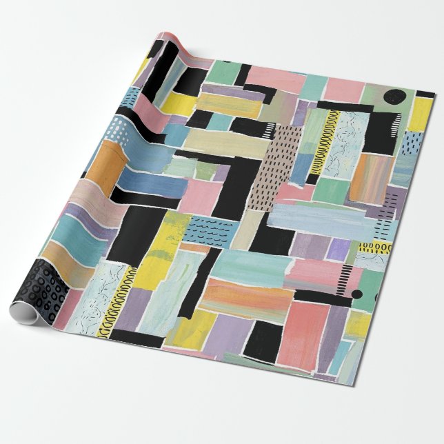 Colorful Abstract Patchwork Pattern (2) Wrapping Paper (Unrolled)
