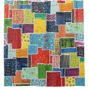 Colorful Abstract Patchwork Pattern Shower Curtain