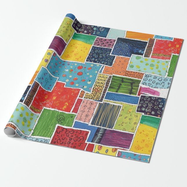 Colorful Abstract Patchwork Pattern Wrapping Paper (Unrolled)