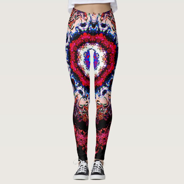 Colorful abstract pattern (alien eye) leggings (Front)