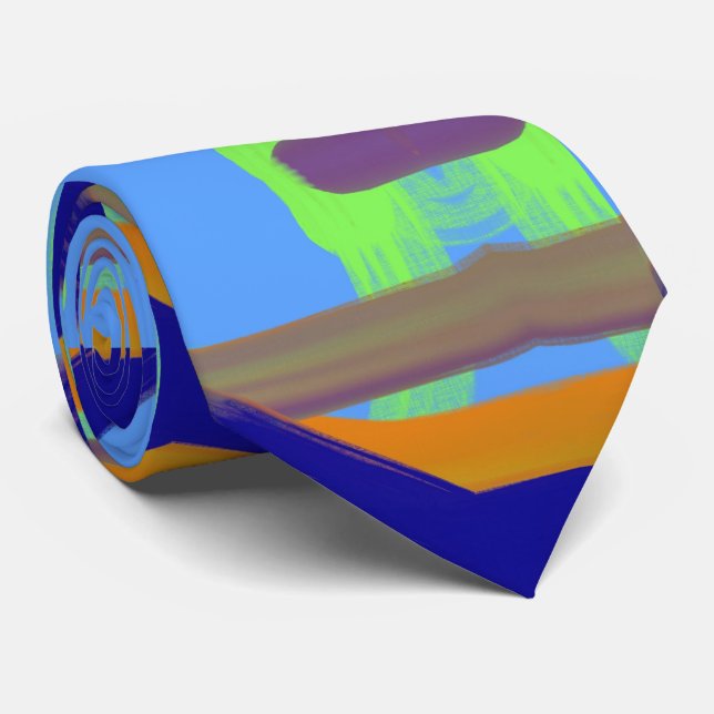 Colorful Abstract Pattern Art Tie (Rolled)