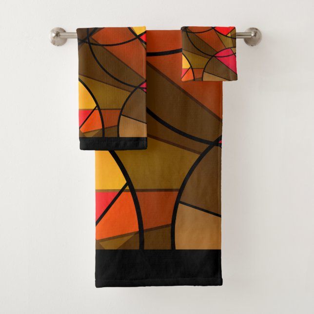 Colorful abstract pattern bath towel set (Insitu)
