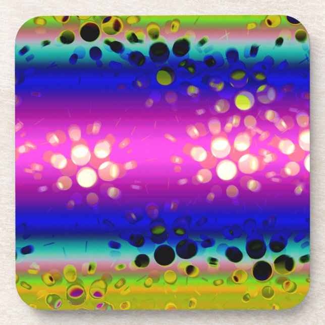 Colorful Abstract Pattern Beverage Coaster (Front)