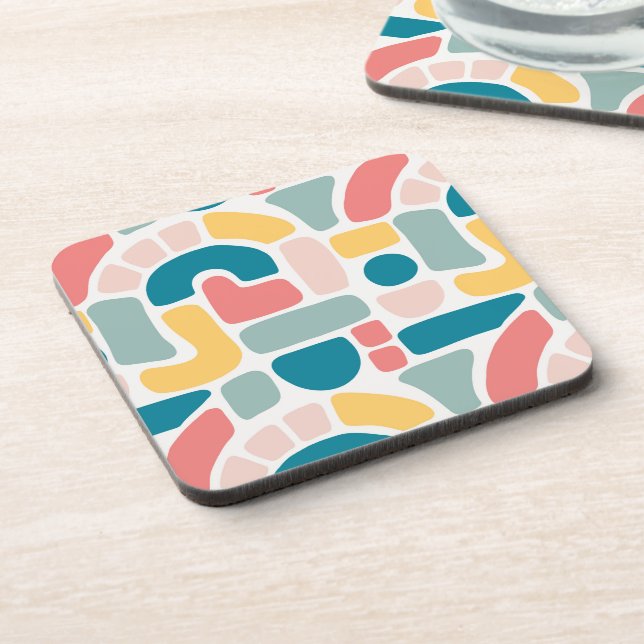 Colorful Abstract Pattern Beverage Coaster (Left Side)