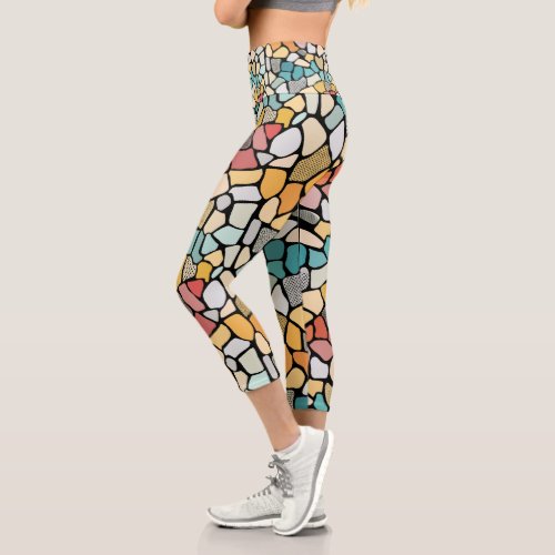 Colorful Abstract Pattern Capri Leggings
