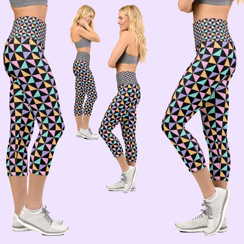 Colorful Abstract Pattern Capri Leggings