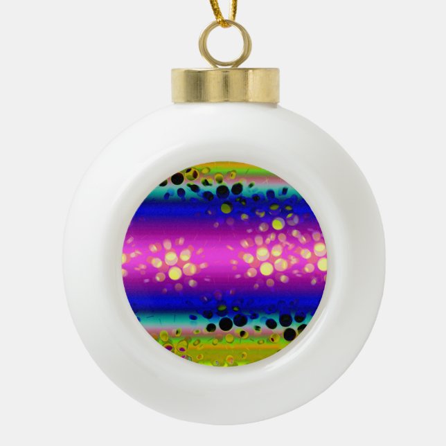 Colorful Abstract Pattern Ceramic Ball Christmas Ornament (Front)
