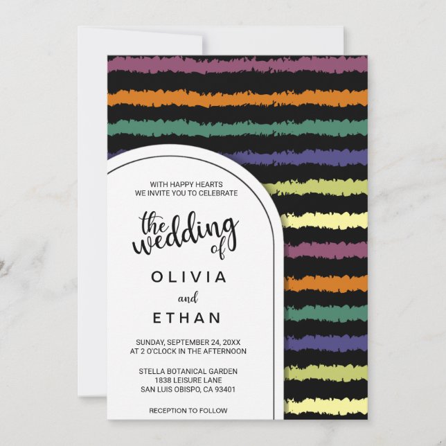 Colorful abstract pattern chic Wedding Invitation (Front)