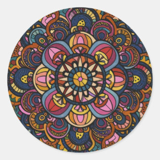 Colorful Abstract Pattern Classic Round Sticker