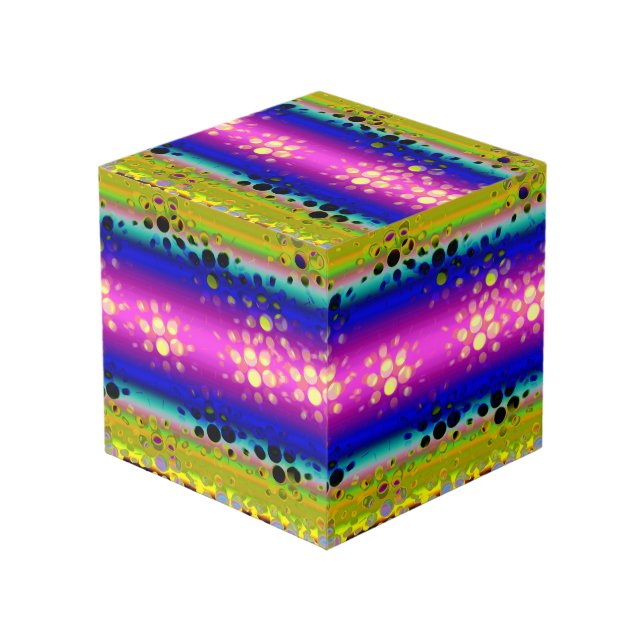 Colorful Abstract Pattern Cube (Front Angled)