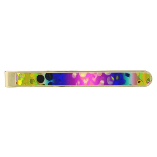 Colorful Abstract Pattern Gold Finish Tie Clip