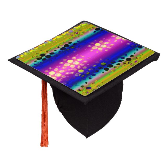 Colorful Abstract Pattern Graduation Cap Topper (Angled)