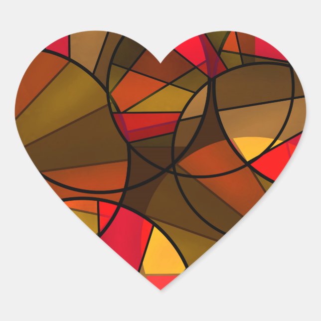 Colorful abstract pattern heart sticker (Front)