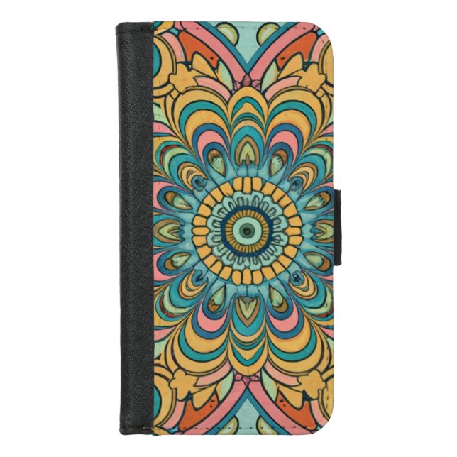 Colorful Abstract Pattern iPhone Wallet Case (Front)