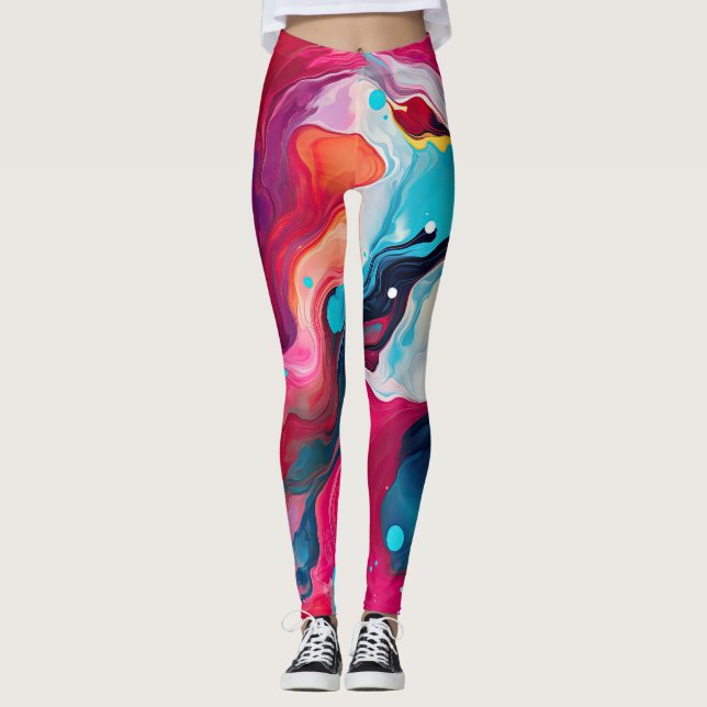 Colorful abstract pattern leggings (Front)
