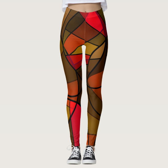 Colorful abstract pattern leggings (Front)
