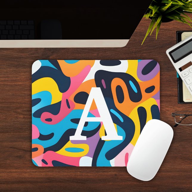 Colorful Abstract Pattern Monogrammed Mousepad (Colorful Abstract Pattern Monogrammed Mousepad
)