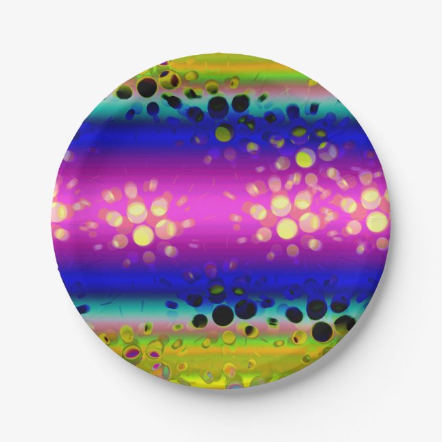 Colorful Abstract Pattern Paper Plates (Front)