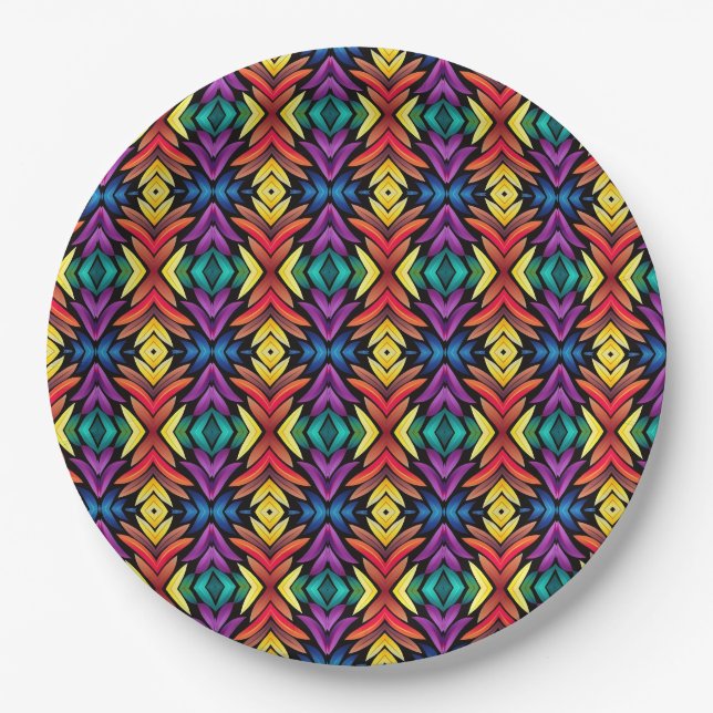 Colorful abstract pattern paper plates (Front)