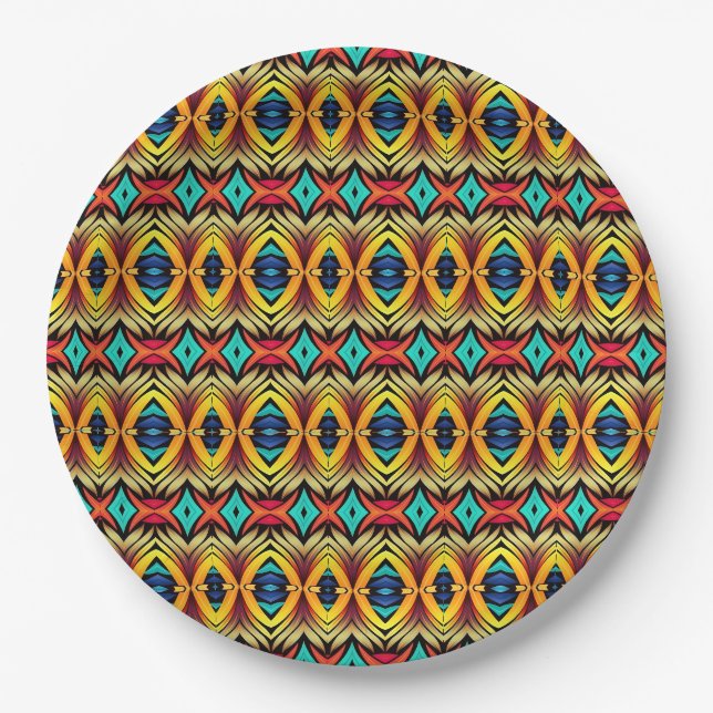Colorful abstract pattern paper plates (Front)