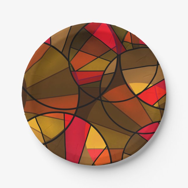 Colorful abstract pattern paper plates (Front)