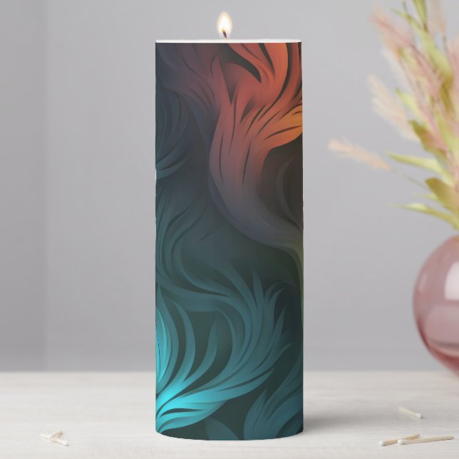 Colorful Abstract Pattern Pillar Candle (In Situ)