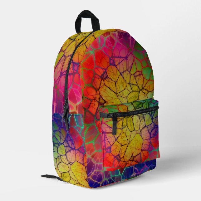 Colorful Abstract Pattern Printed Backpack (Back Corner Left)