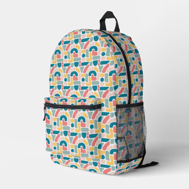 Colorful Abstract Pattern Printed Backpack (Back Corner Right)