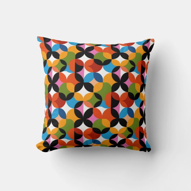 Colorful Abstract Pattern RETRO Mid Century Modern Throw Pillow (Front)