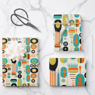 Colorful Abstract Pattern RETRO Mid Century Modern Wrapping Paper Sheets