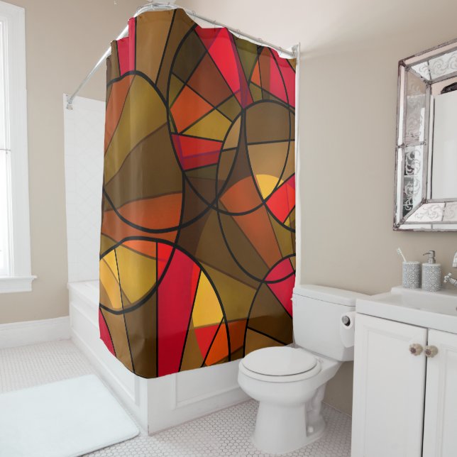 Colorful abstract pattern shower curtain (In Situ)