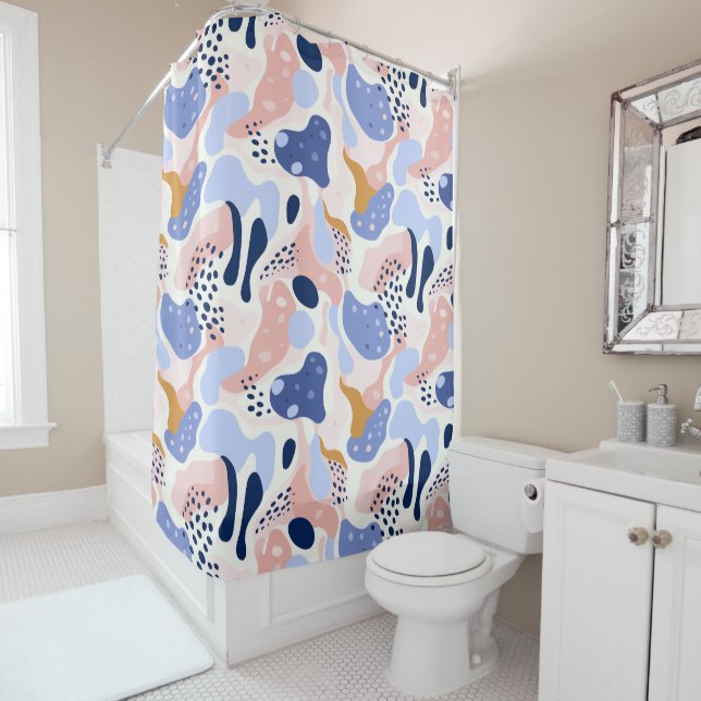 Colorful Abstract Pattern Shower Curtain (In Situ)